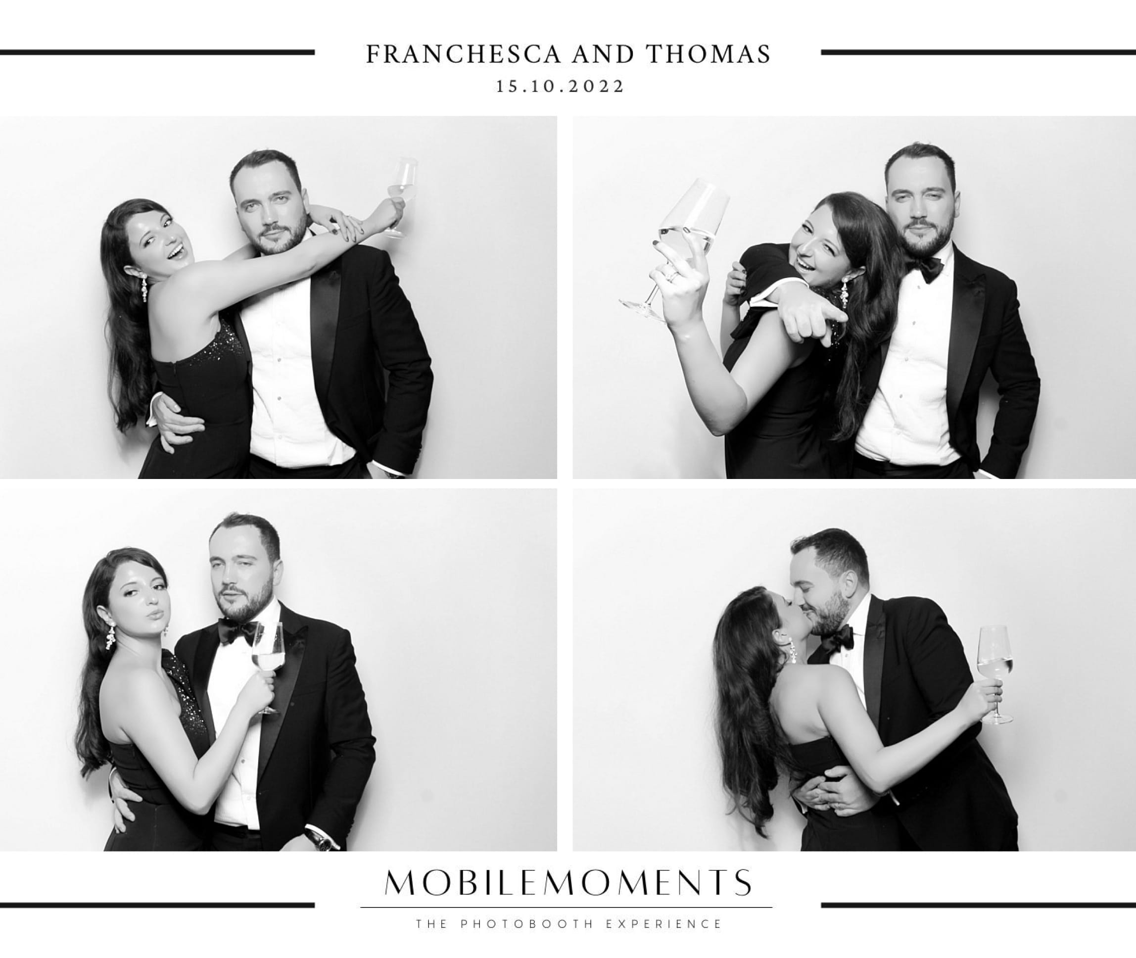 Enclosed photo booth hire with guests enjoying instant photo strips at a wedding